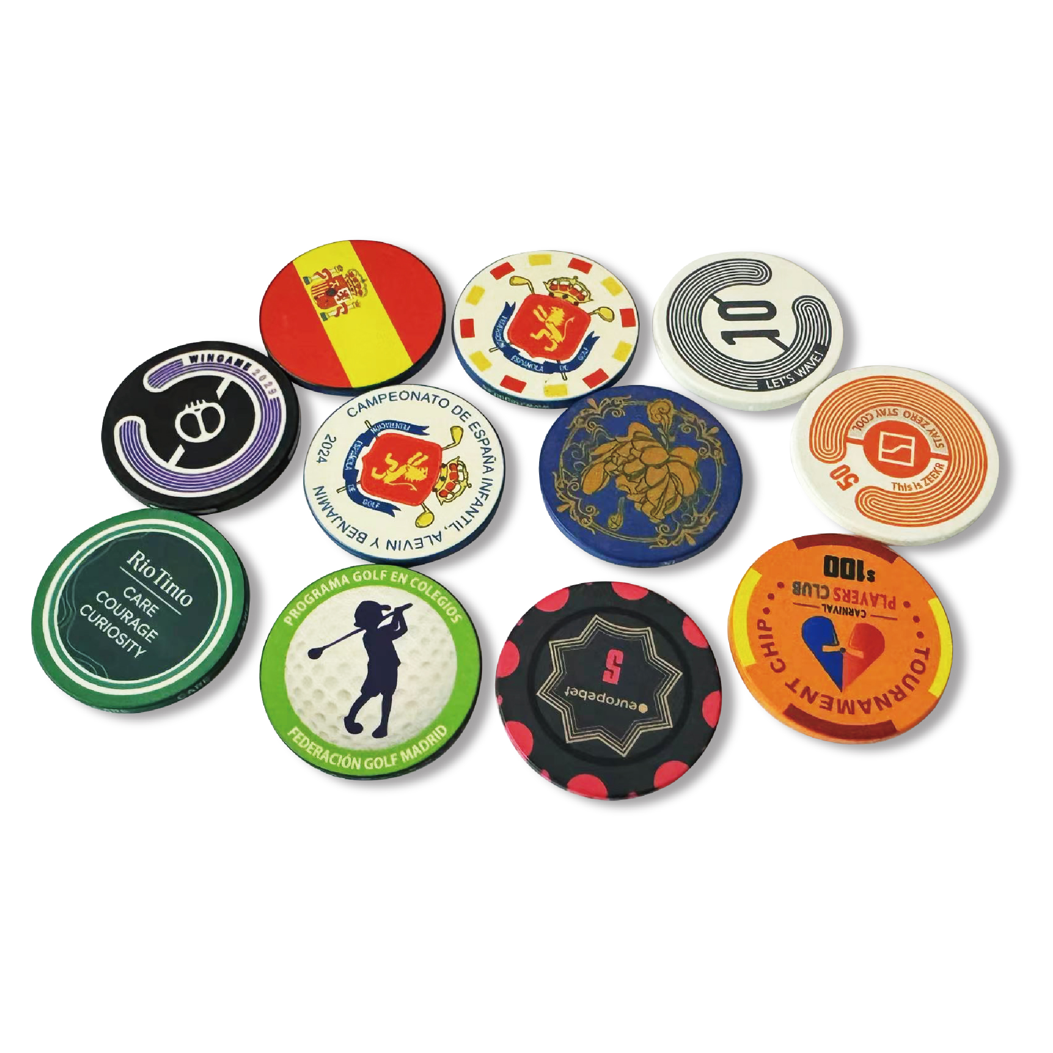 Golf Ball Marker Set Ceramic Poker Chips